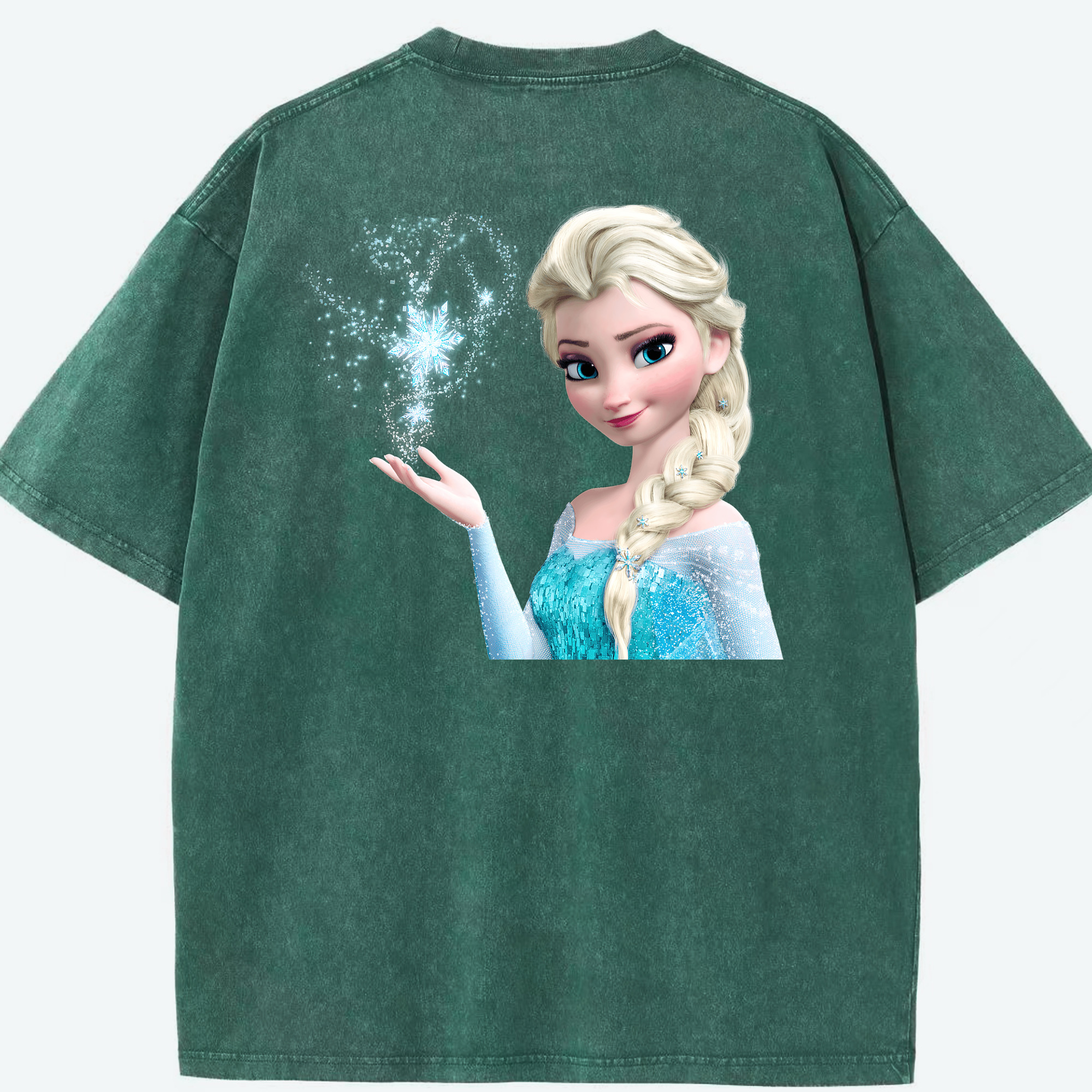 （画像用） アナと雪の女王 アンナ エルサ Frozen Anna Elsa 綿100% ヴィンテージ風 半袖Tシャツ（背面プリント）